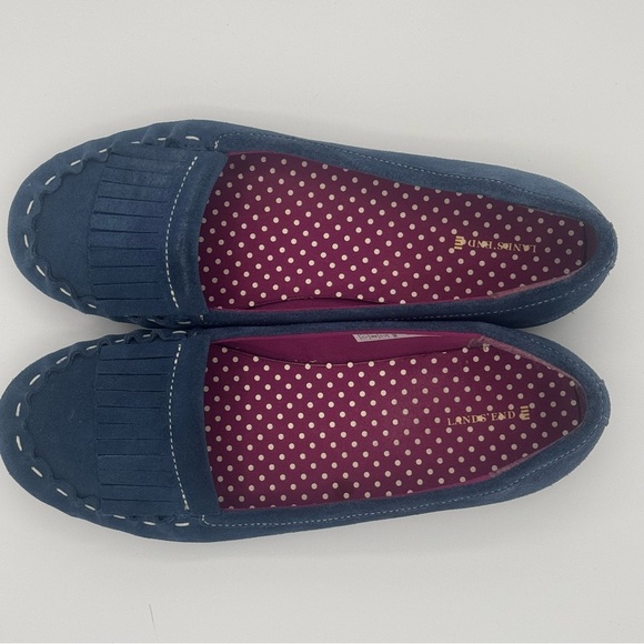 NWOT Lands’ End Blue Suede Moccasin Loafers - Picture 7 of 8